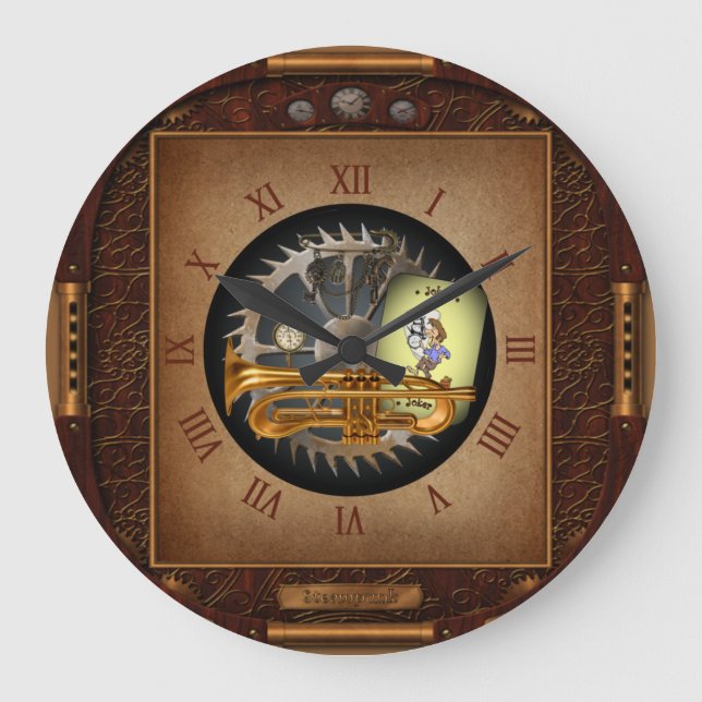 Relógio Grande Steampunk Flumpet ~ Flügelhorn and Trumpet ~  (Frente)