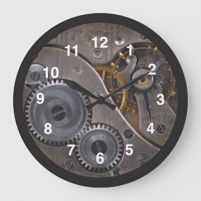 Relógio Grande Steampunk Gears diversão de Ab legal Large Clock (Frente)