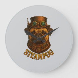 Relógio Grande Steampunk Pug Wall Clock - vintage "Steampug"