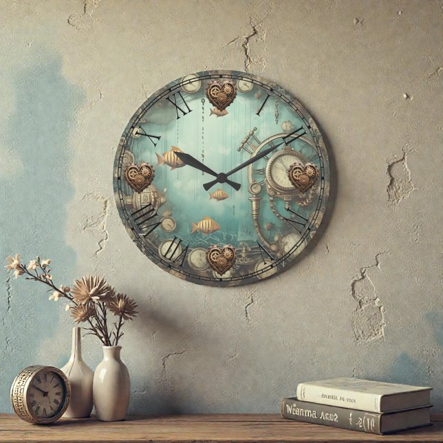 Relógio Grande Steampunk Under Water Wall Clock (Criador carregado)