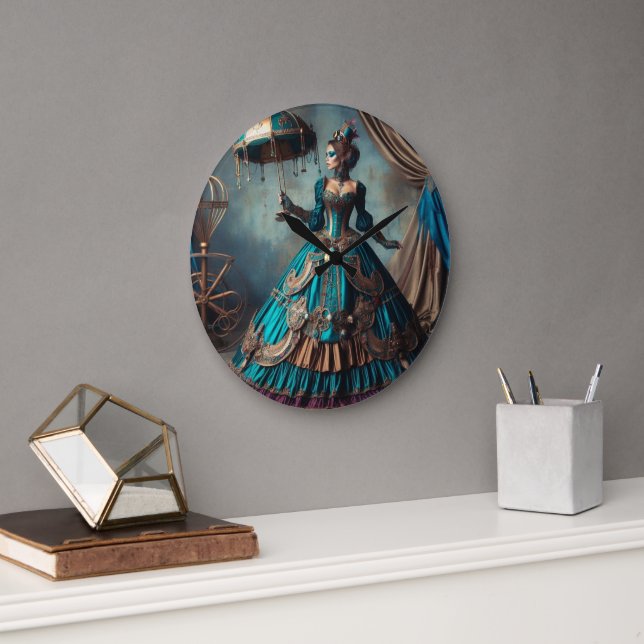 Relógio Grande Steampunk Vintage Victorian Lady Circus (Escritório)