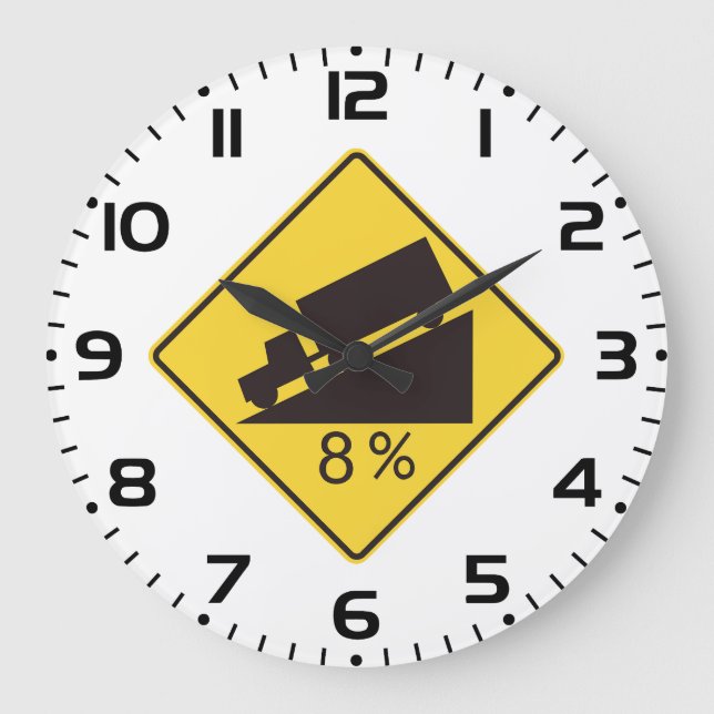 Relógio Grande Steep Grade Traffic Sign Trucking Hauling Caution (Frente)