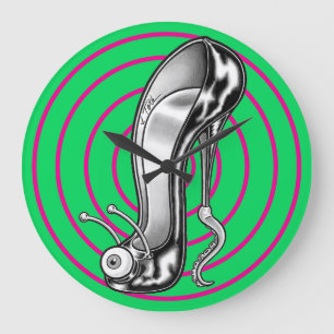 Relógio Grande Stilettoid™/Green & Pink Large Clock