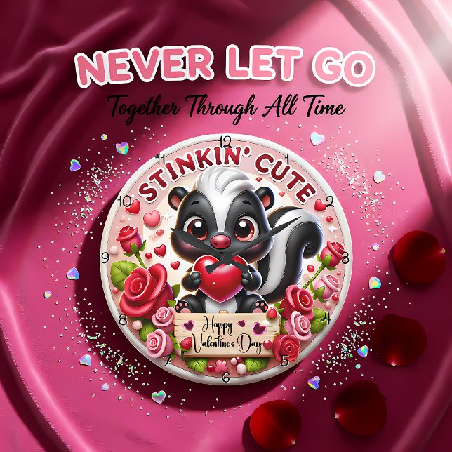Relógio Grande Stinkin Cute Skunk Valentine (Criador carregado)