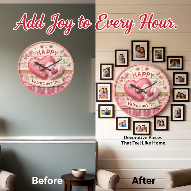 Relógio Grande Stitched Fabric Heart Valentine (Criador carregado)