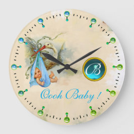 RELÓGIO GRANDE STORY BABY BOY CHÁ BLUE GEMSTONE MONOGRAM