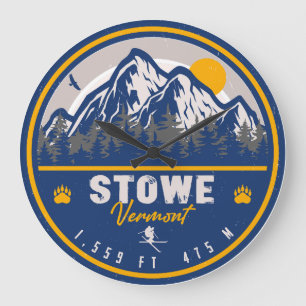 Relógio Grande Stowe Mountain Vermont Retro Sunset Ski Souvenir