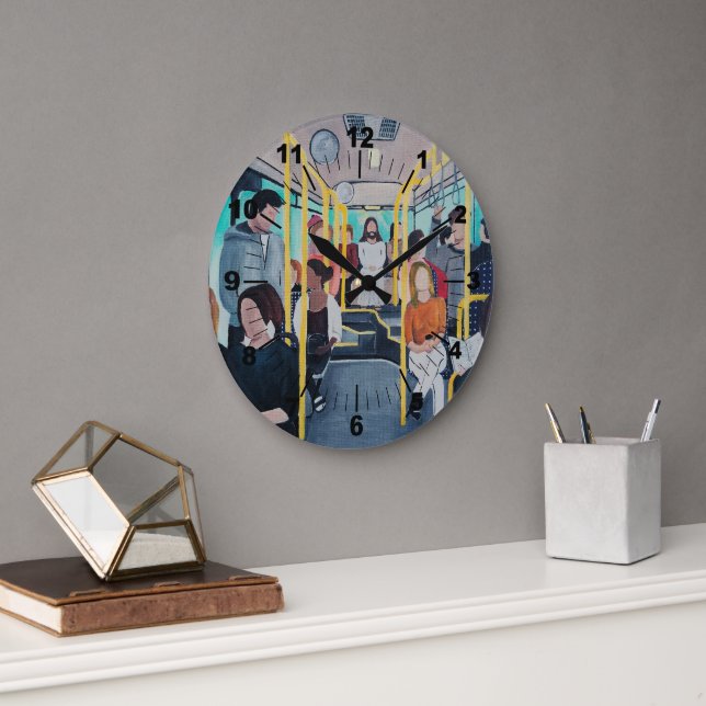 Relógio Grande Stranger on the Bus Painting by Alfred Fox (Escritório)