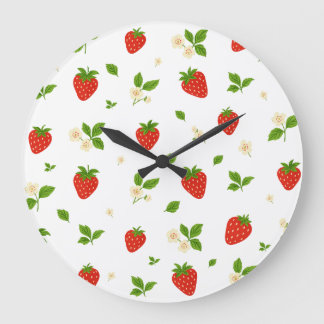 Relógio Grande Strawberry Pattern Kitchen Wall Clock