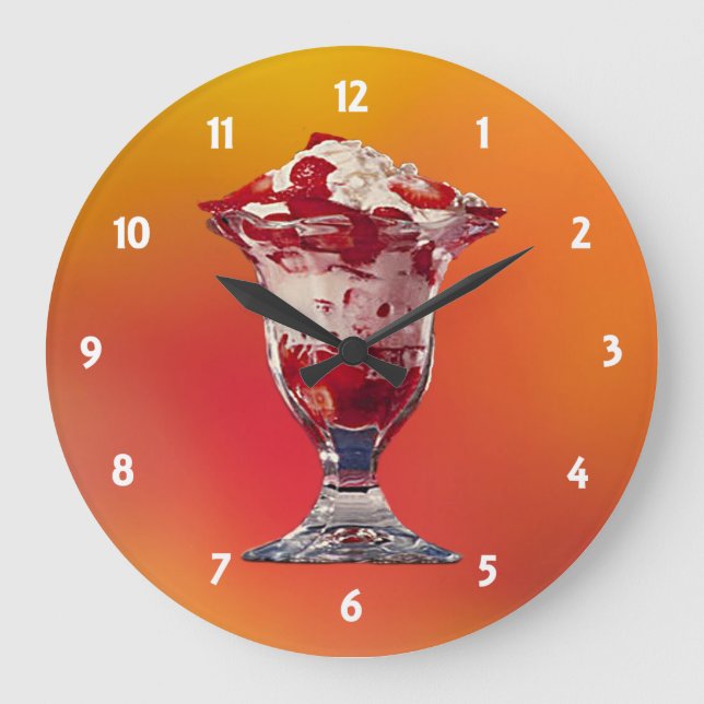 Relógio Grande Strawberry Sundae Clock (Frente)