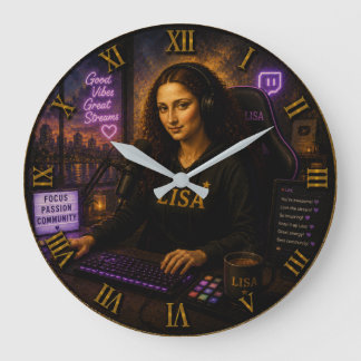 Relógio Grande Streamer Funny Mona Lisa Gamer & Twitch Creator