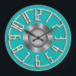 Relógio Grande Streamline Art Deco Wall Clock - Aqua<br><div class="desc">Streamline Art Deco Wall Clock - Aqua - É hora de uma explosão do passado. Este Relógio de Parede Retroativo sotaque em seu lugar com o estilo Art Deco. Parece incrível no salão! Ilustrações originais de Diane Dempsey. Veja os artigos de Natal retrógrados mais divertidos em nosso compro: RetroChristmasCardCompany.com. Todas...</div>