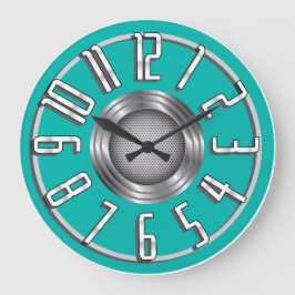 Relógio Grande Streamline Art Deco Wall Clock - Aqua