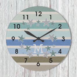 Relógio Grande Stripes de Praia e Starfish