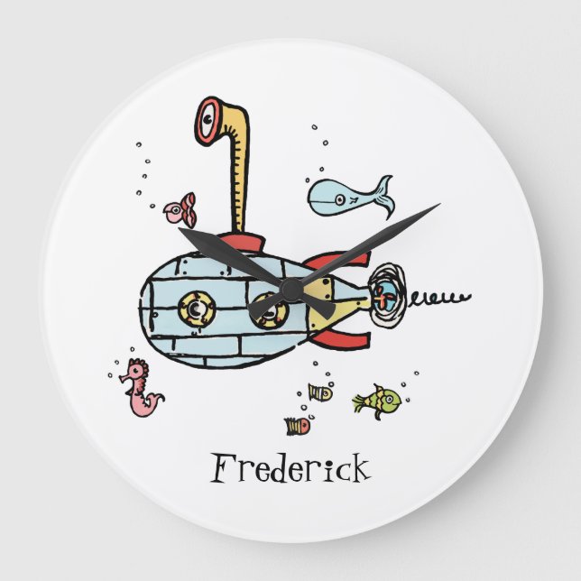 Relógio Grande Submarino Personalizado Náutico Sob Ronda De Água (Frente)