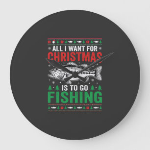 Relógio Grande Suéter Feio de Natal para Pescar Robalo