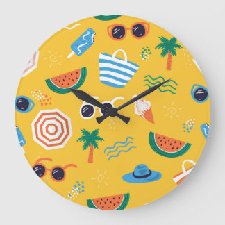 Relógio Grande Summer Beach: Padrão Colorido e Sem Costura