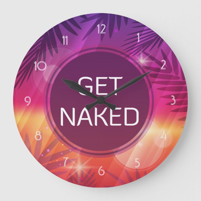 Relógio Grande Summer Beach Palm Fica Nua (Frente)