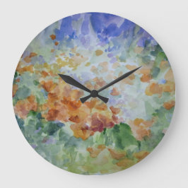 Relógio Grande Sunburst Poppies Muro Decorativo