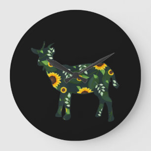 Relógio Grande Sunflower Girl Floral Goat Kid Havaiano