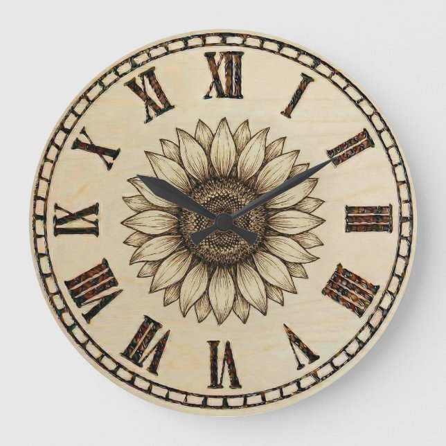 Relógio Grande Sunflower Wall Clock  (Frente)