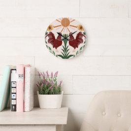 Relógio Grande Sunny Folk Art Rooster Simétrico Design