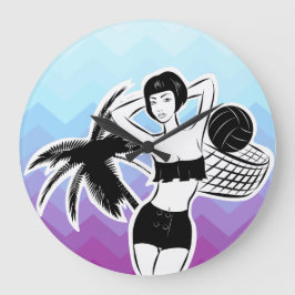 Relógio Grande Sunset Resort Chevron Impressão