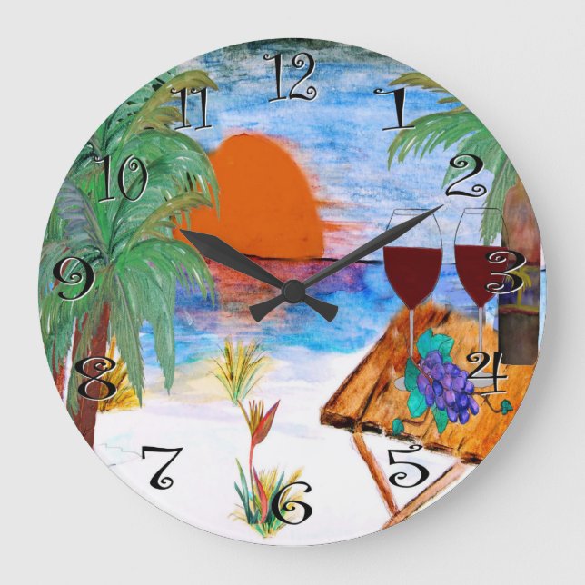 Relógio Grande Sunset wine wall clock (Frente)