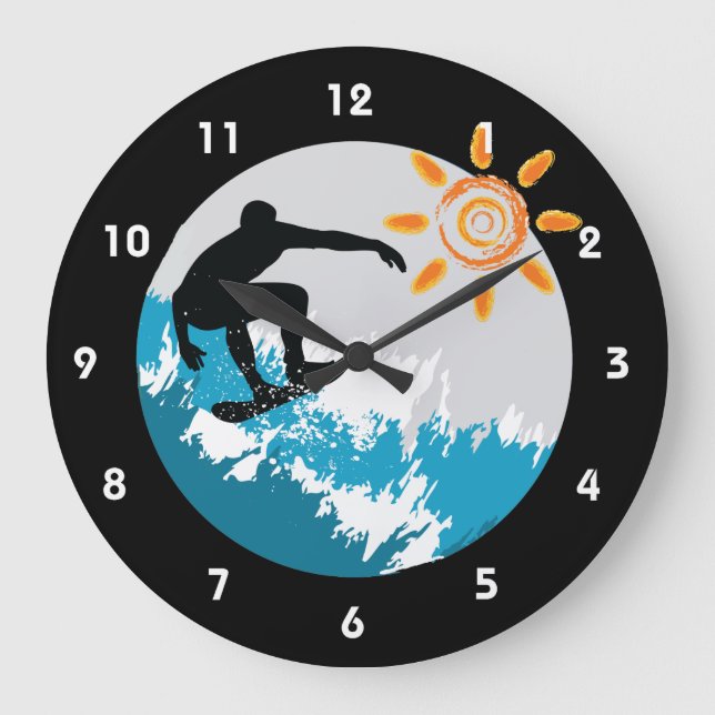 Relógio Grande Surfing Design Wall Clock (Frente)