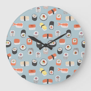Relógio Grande Sushi Nigiri Maki Roll Pattern