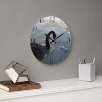 Swan Negro Observando Peixes Gigantes No Rio,