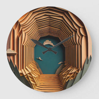 Relógio Grande T-shirt Design de arte em papel 3D