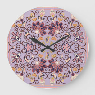 Relógio Grande Tablete floral indiana: adorável padrão pastel