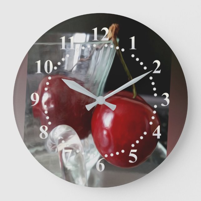 Relógio Grande Taça de cerejas (Frente)