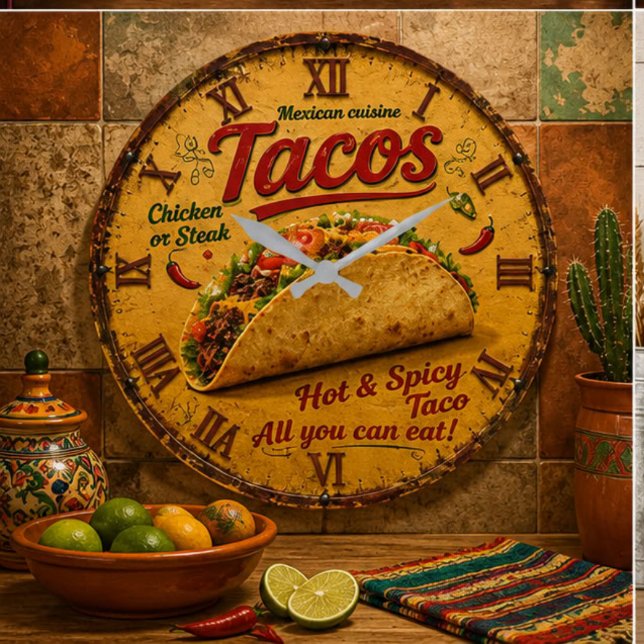 Relógio Grande Taco Mexican Kitchen Rustic Restaurant  (Criador carregado)