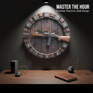 Relógio Grande Tactical Rifle Barrel Wood