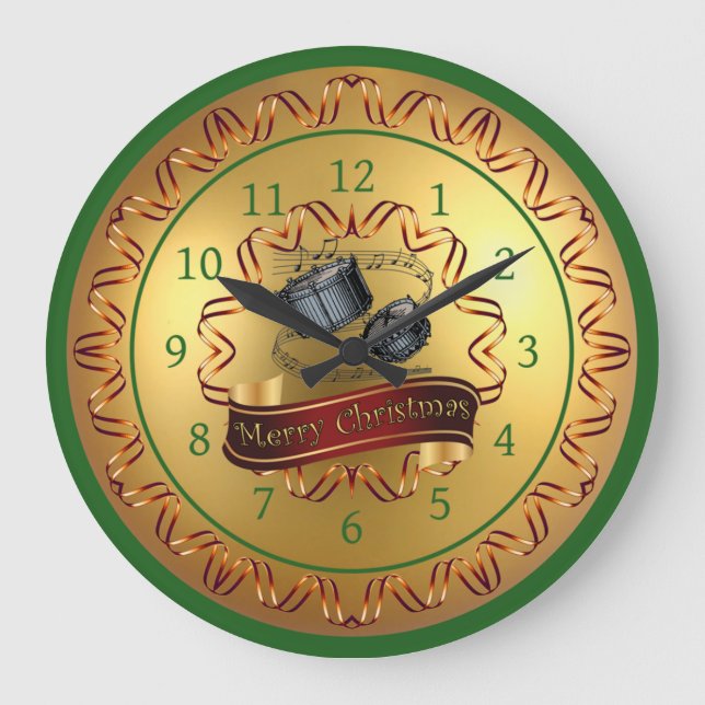 Relógio Grande Tambores de Snare ~ Rolagem Musical ~ "Feliz Natal (Frente)