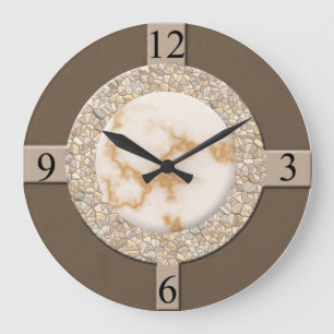 Relógio Grande Tan/Brown/pedra