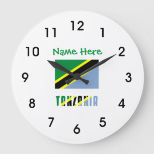 Relógio Grande Tanzânia Bandeira Personalização Verde