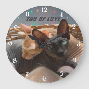 Relógio Grande Tao do Amor - Dois Gatos Esfinges Personalizados