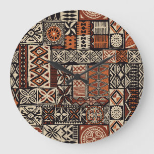 Relógio Grande Tapa Havaiana: Patchwork Tribal