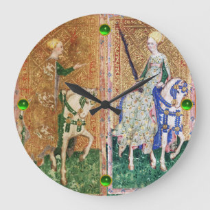 RELÓGIO GRANDE TAROT RENAISSANCE ANTIGO/DAMA DE MOEDAS E ESPADAS