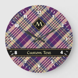 Relógio Grande Tartan roxo, Dourado e azul
