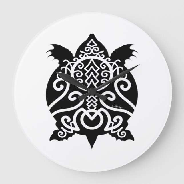 Relógio Grande Tartaruga de Snapper Preto (Frente)