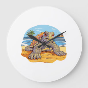 Relógio Grande Tartaruga desenho animado praia