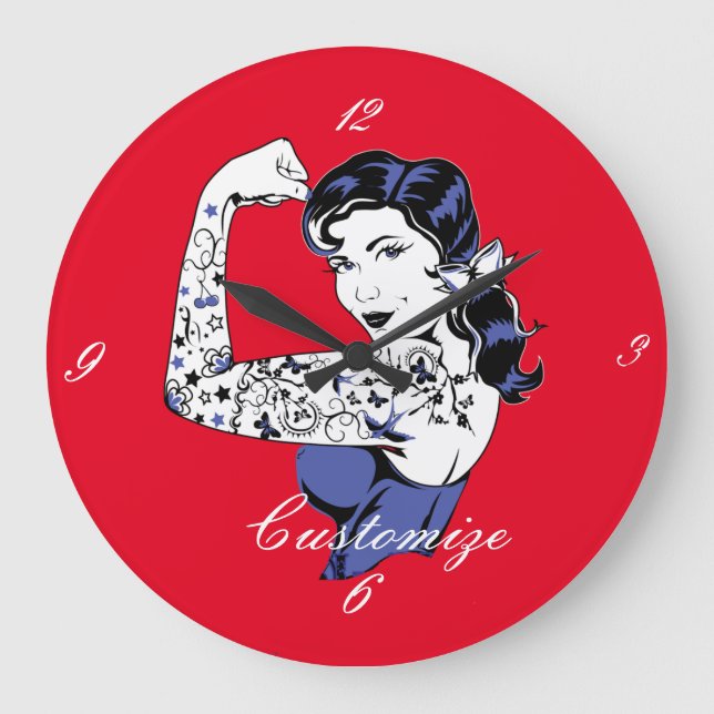 Relógio Grande Tattoo Girl Arm Up Thunder_Cove (Frente)