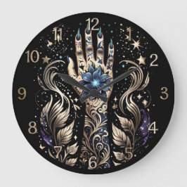 Relógio Grande Tatuagem De Mão Preta E Dourada