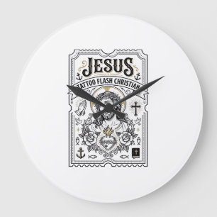 Relógio Grande Tatuagem Jesus Flash Cristão Jesus Tatuagem Flash