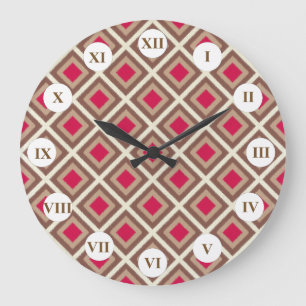 Relógio Grande Taupe, Leve Taupe, Diamantes de Ikat Rosa Quente S