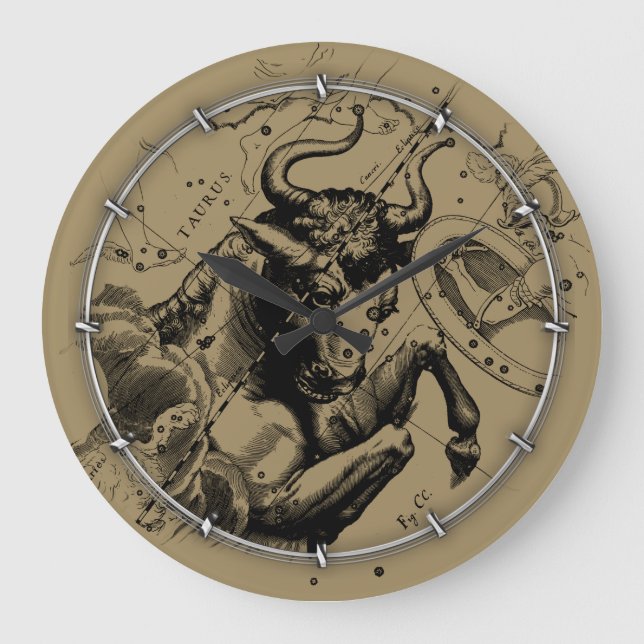 Relógio Grande Taurus Zodiac Constelation Map Hevelius 1690 (Frente)